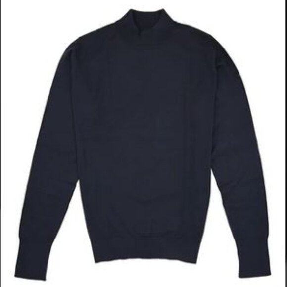 *NEW John Smedley Oakdale Mock Turtleneck Blue Size Medium - Picture 1 of 8